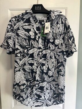 🎉NWT BUFFULO~DAVID BRITTON  NAVY/WHITE BUTTON DOWN~SIZE MEDIUM